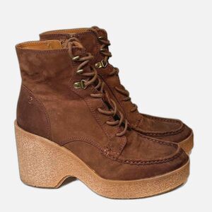Zodiac Platform Ankle Boots Womens 9.5 Brown Chunky Heel Lace Up Retro